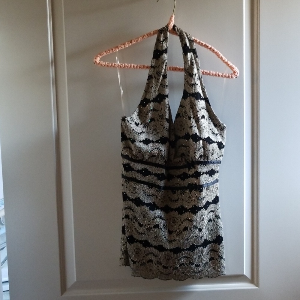 Black and gold halter top Dress Barn